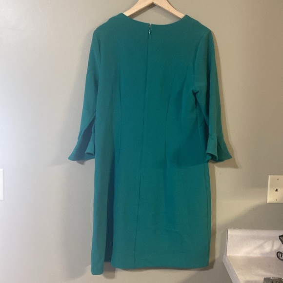 Ann Taylor Long Sleeve Green Dress with Fluted Sleeves - Picture 8 of 9